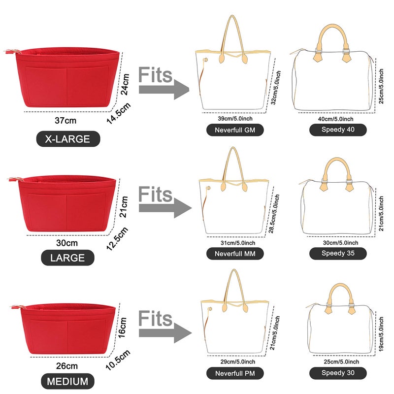 Soyizom Purse Organizer Insert Felt Purse Insert Bag Organizers Multi Pockets Tote Bag in Bag for Women,Red-L - Image 5